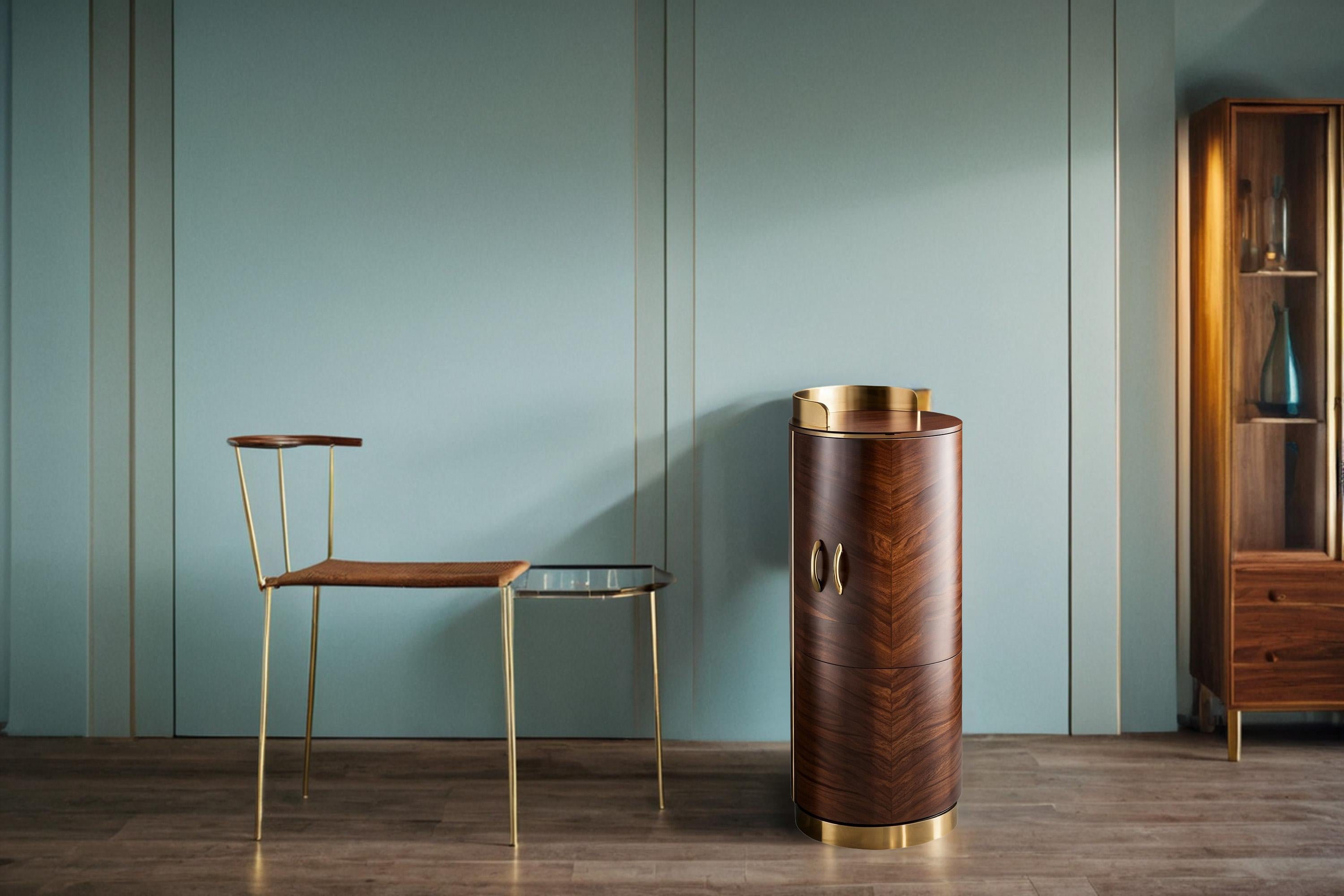 Contemporary Exquisite Art Deco bar cabinet made of walnut For Sale