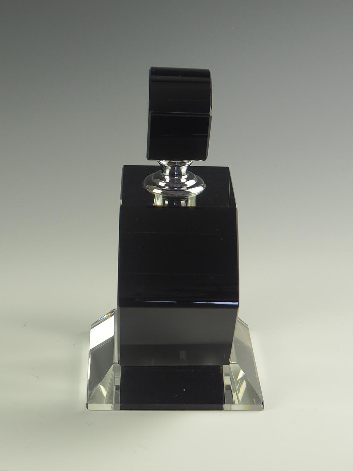 Glass Exquisite Art Deco Black Crystal Perfume Bottle