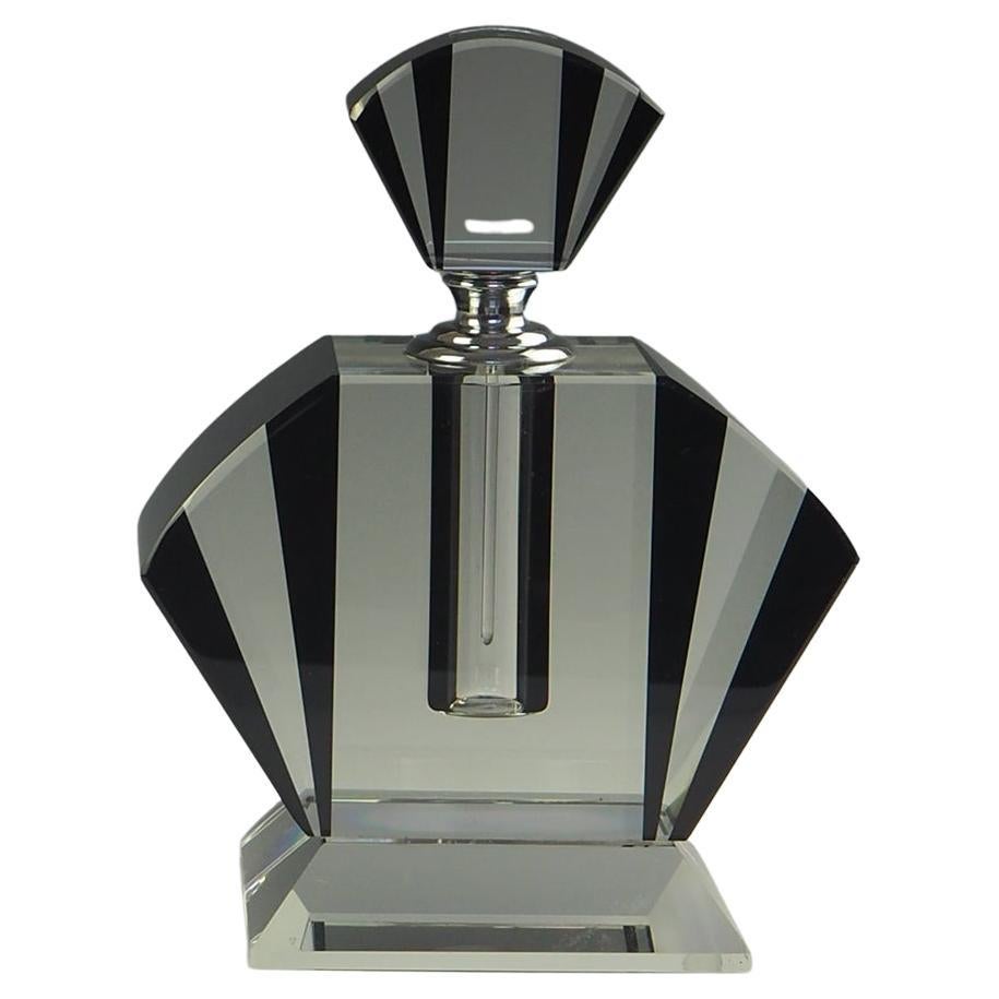 Exquisite Art Deco Black Crystal Perfume Bottle