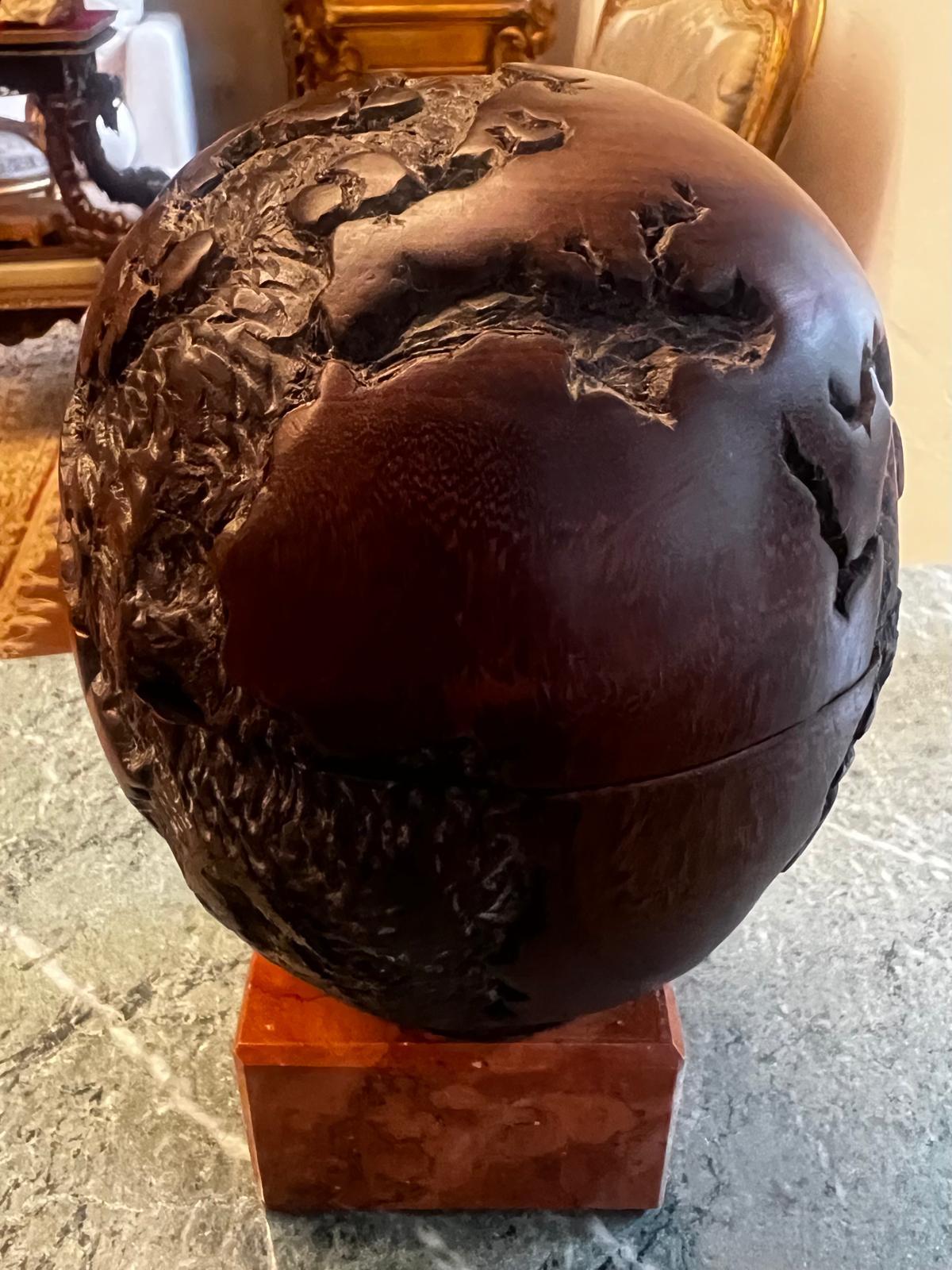 Hand-Carved Exquisite Art Deco Ebony World Globe Vienna 1900 For Sale