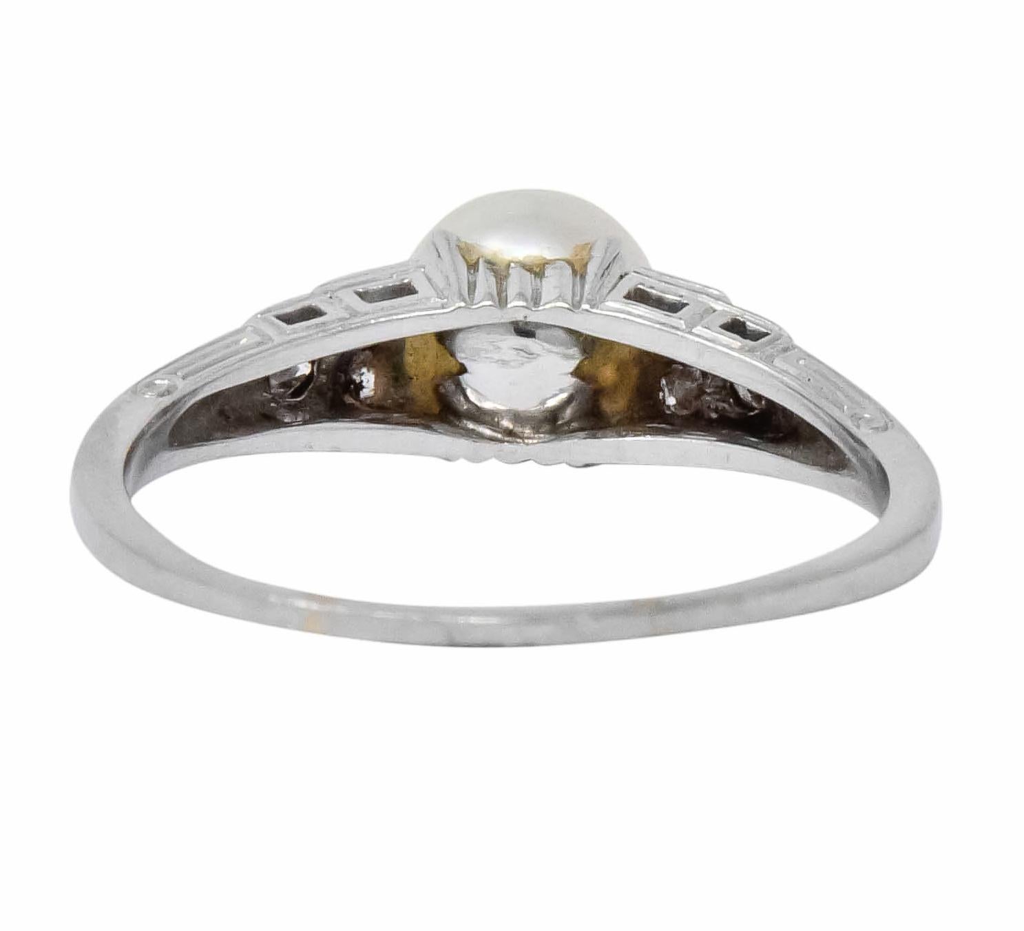 Women's or Men's Exquisite Art Deco Natural Pearl Diamond Platinum Fashion Ring