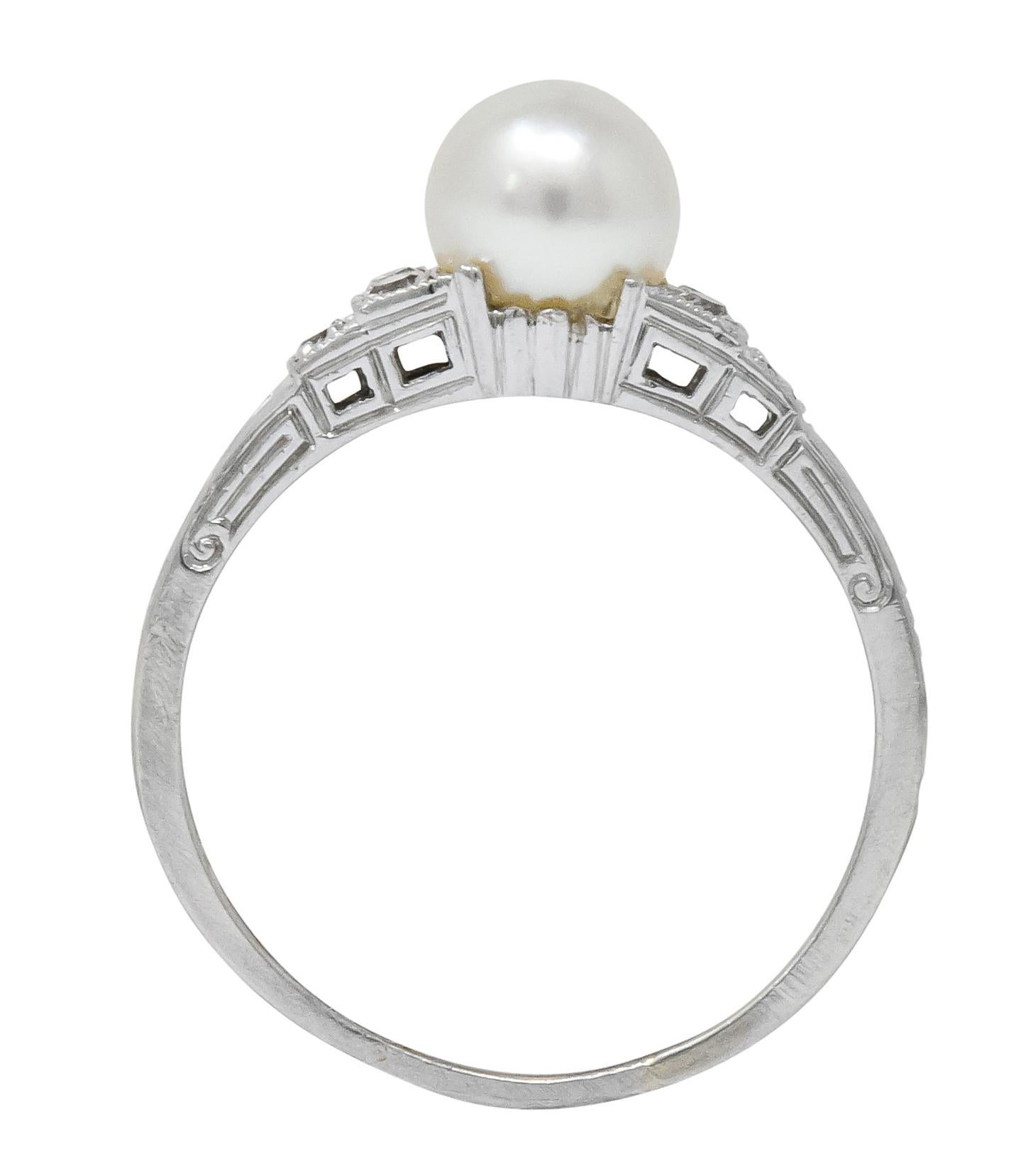 Exquisite Art Deco Natural Pearl Diamond Platinum Fashion Ring 3