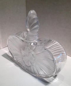Lalique Crystal Perfume Bottle Exquisite Art Deco Style Heart and Flower