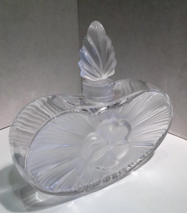 Lalique Crystal Perfume Bottle Exquisite Art Deco Style Heart and