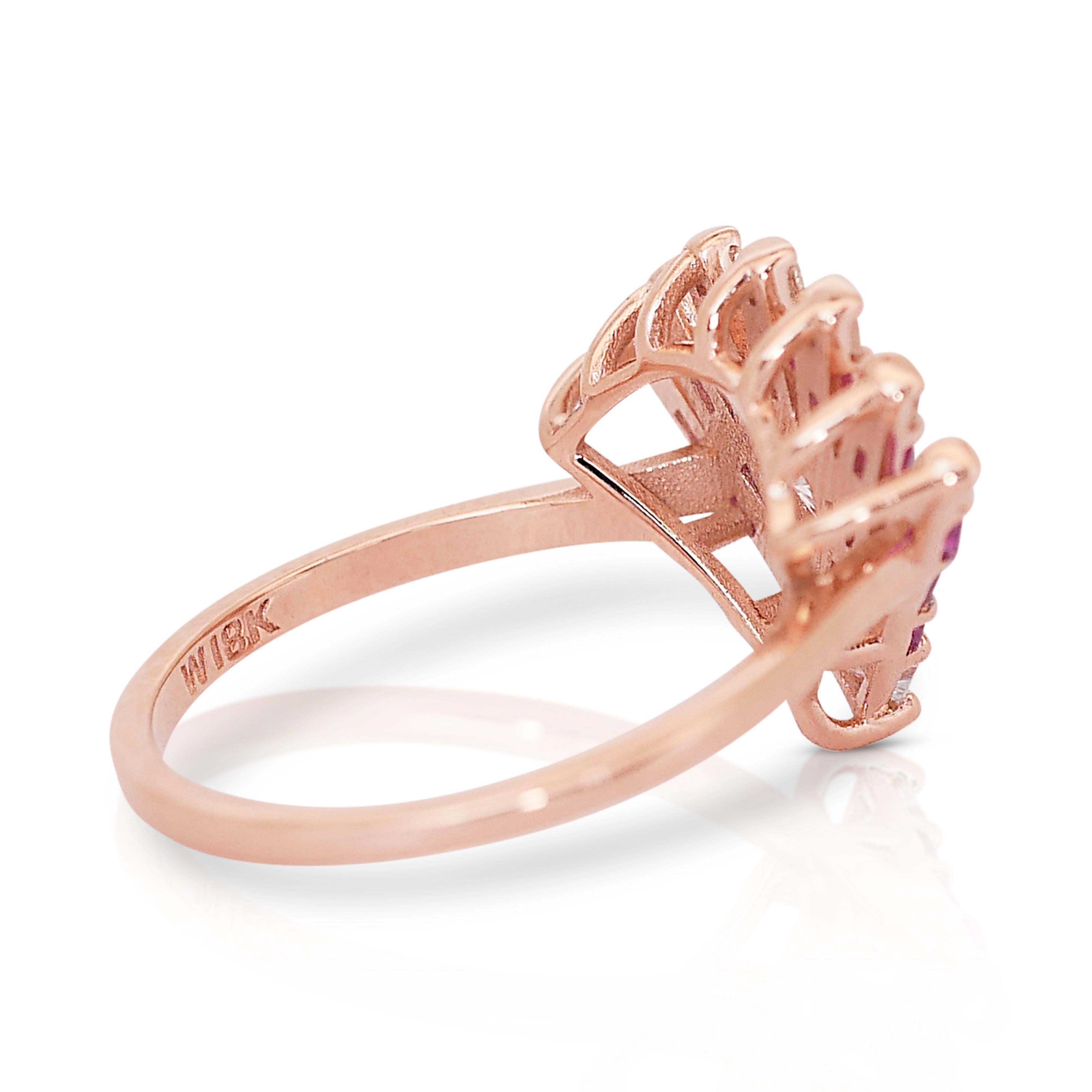 Exquisito Anillo Único de Estilo Art Decó con Rubíes y Diamantes de 1,02 ct en venta 1