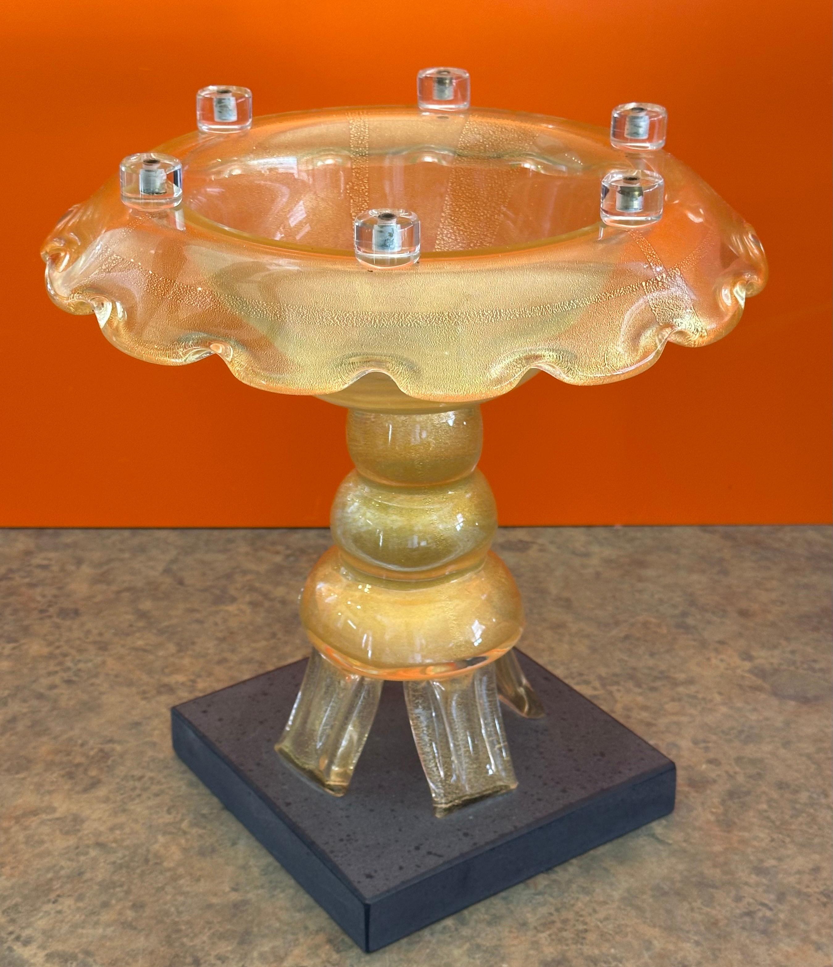 Squisita vasca per uccelli in vetro artistico su base in ardesia di Walter Furlan per Murano Glass in vendita 8