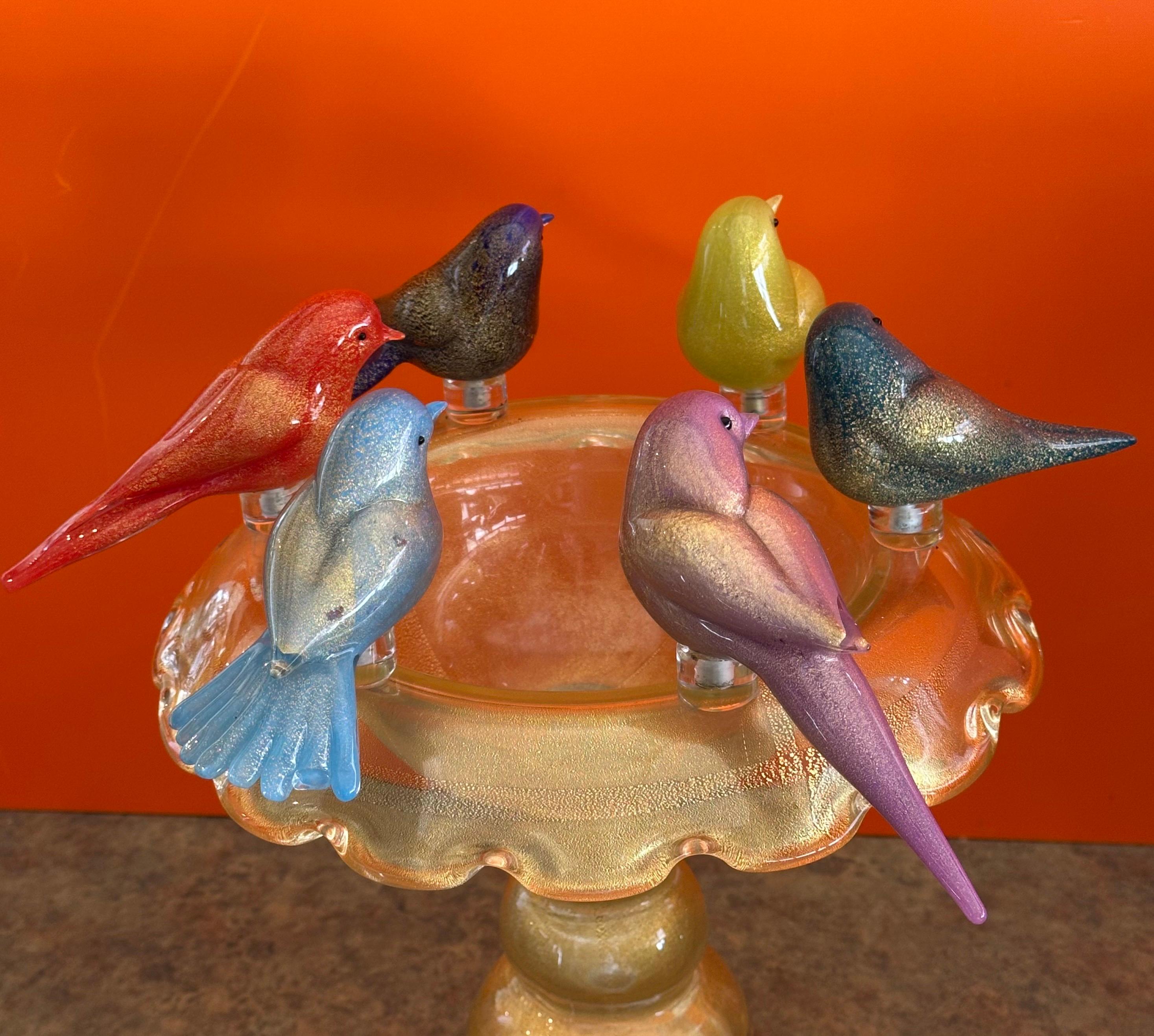 Squisita vasca per uccelli in vetro artistico su base in ardesia di Walter Furlan per Murano Glass in vendita 10