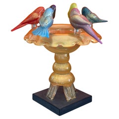 Exquisite Art Glass Bird Bath on Slate Base by Walter Furlan for Murano Glass