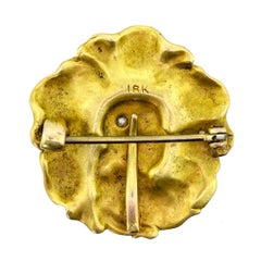 Exquisite Art Nouveau 18 Karat Gold, Enamel and Diamond Women in Profile Brooch