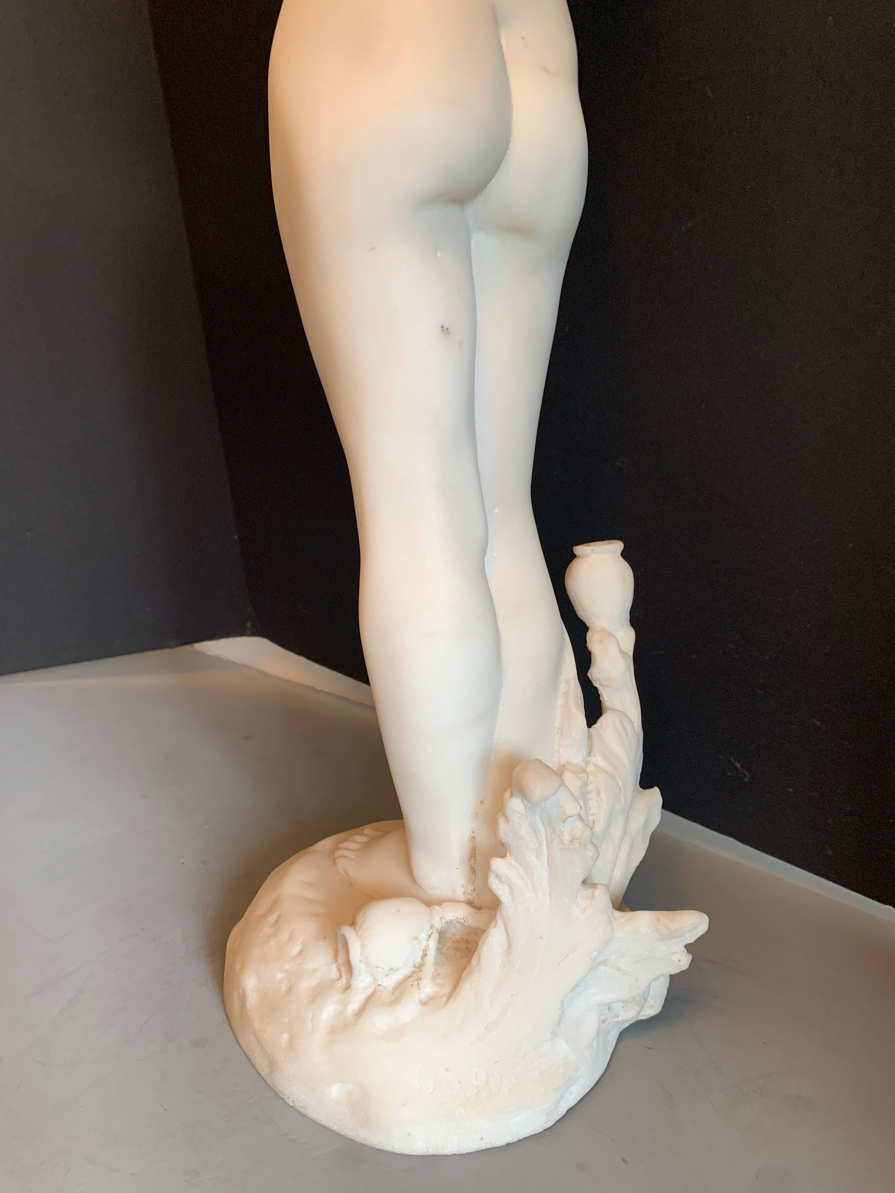 Exquisite Art Nouveau Period Marble Nude Statue Signed Dorian For Sale 6