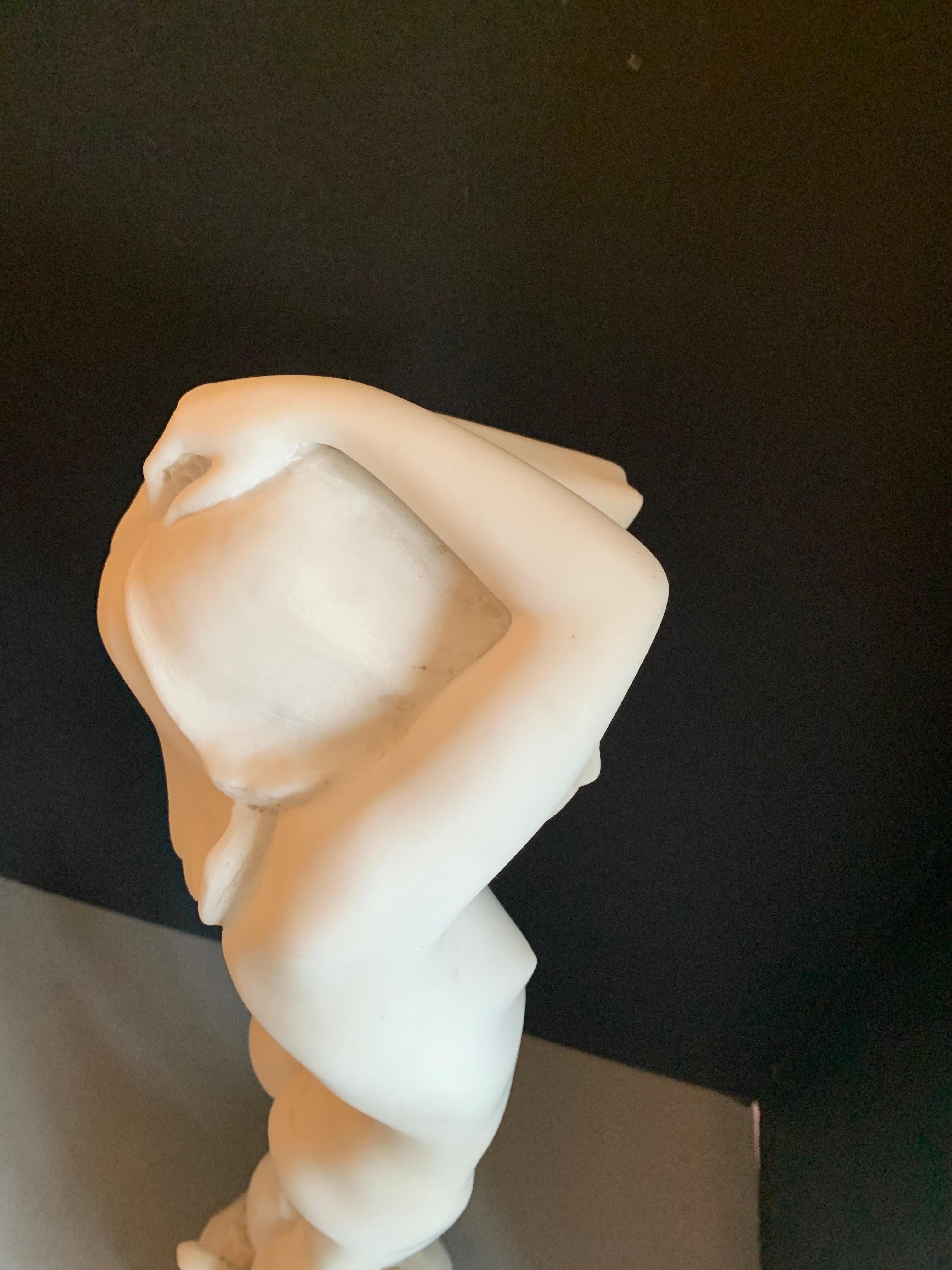 Exquisite Art Nouveau Period Marble Nude Statue Signed Dorian For Sale 1