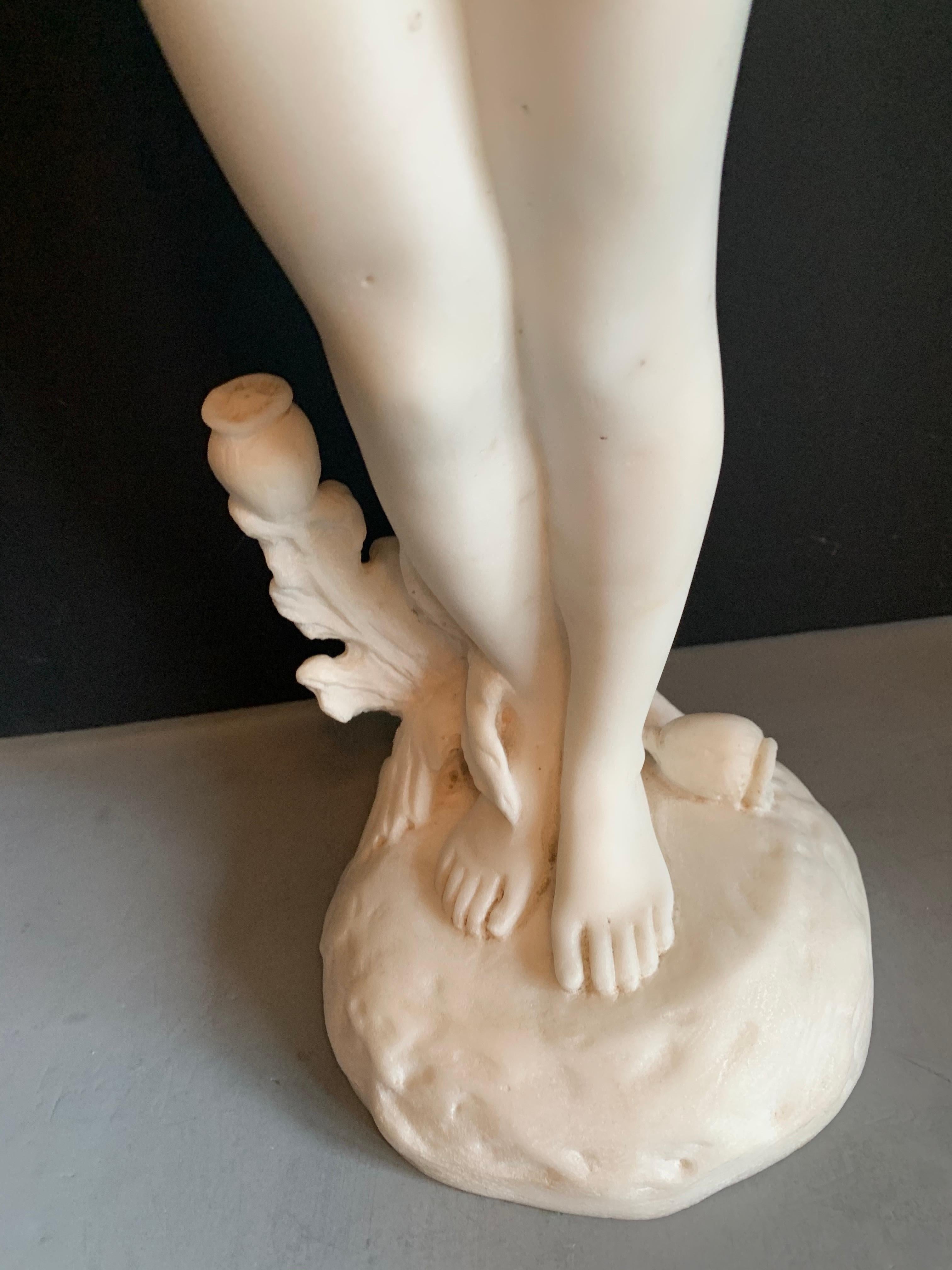 Exquisite Art Nouveau Period Marble Nude Statue Signed Dorian For Sale 3