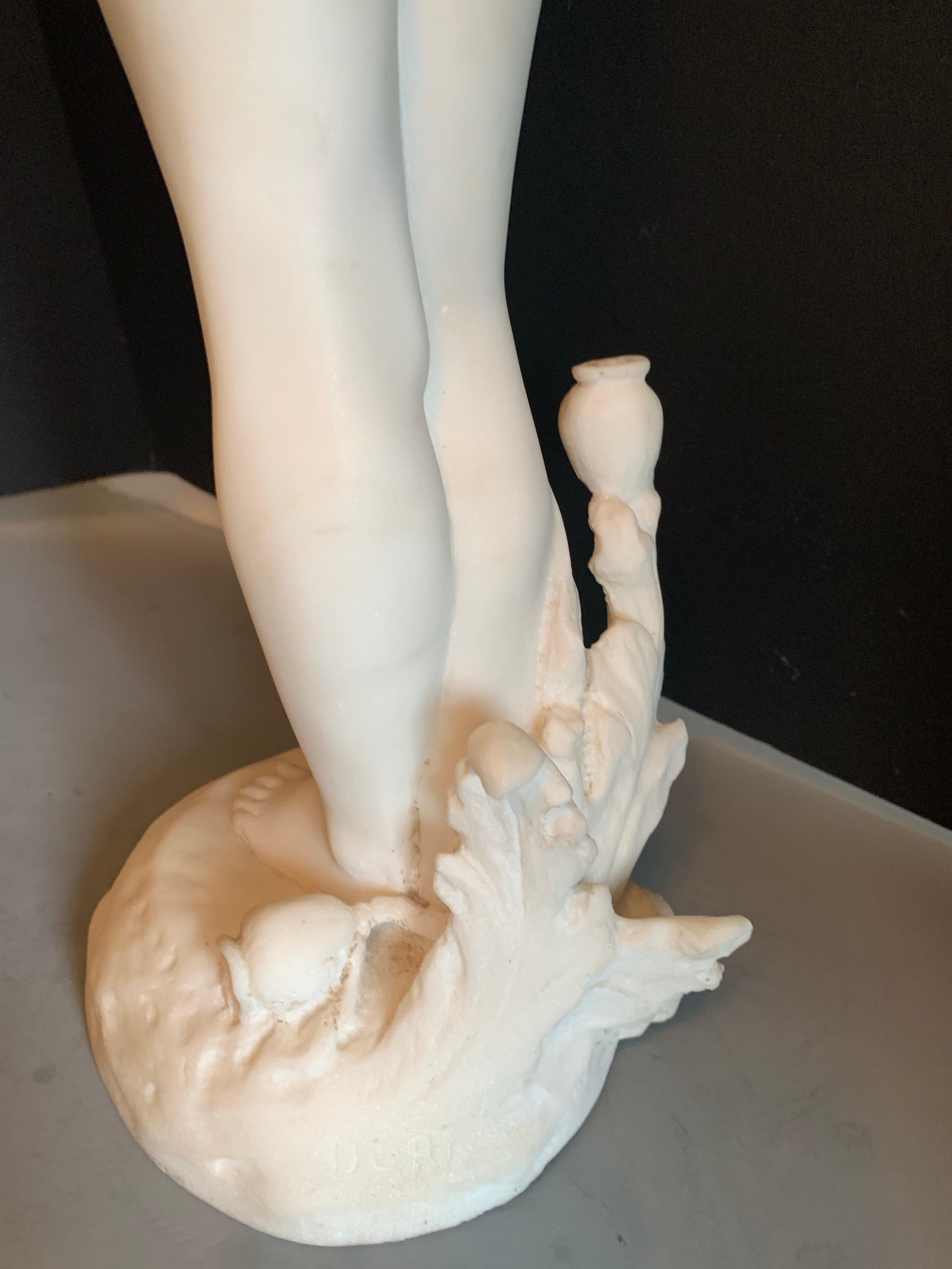 Exquisite Art Nouveau Period Marble Nude Statue Signed Dorian For Sale 4