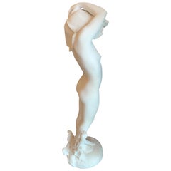 Exquisite Art Nouveau Period Marble Nude Statue Signed Dorian