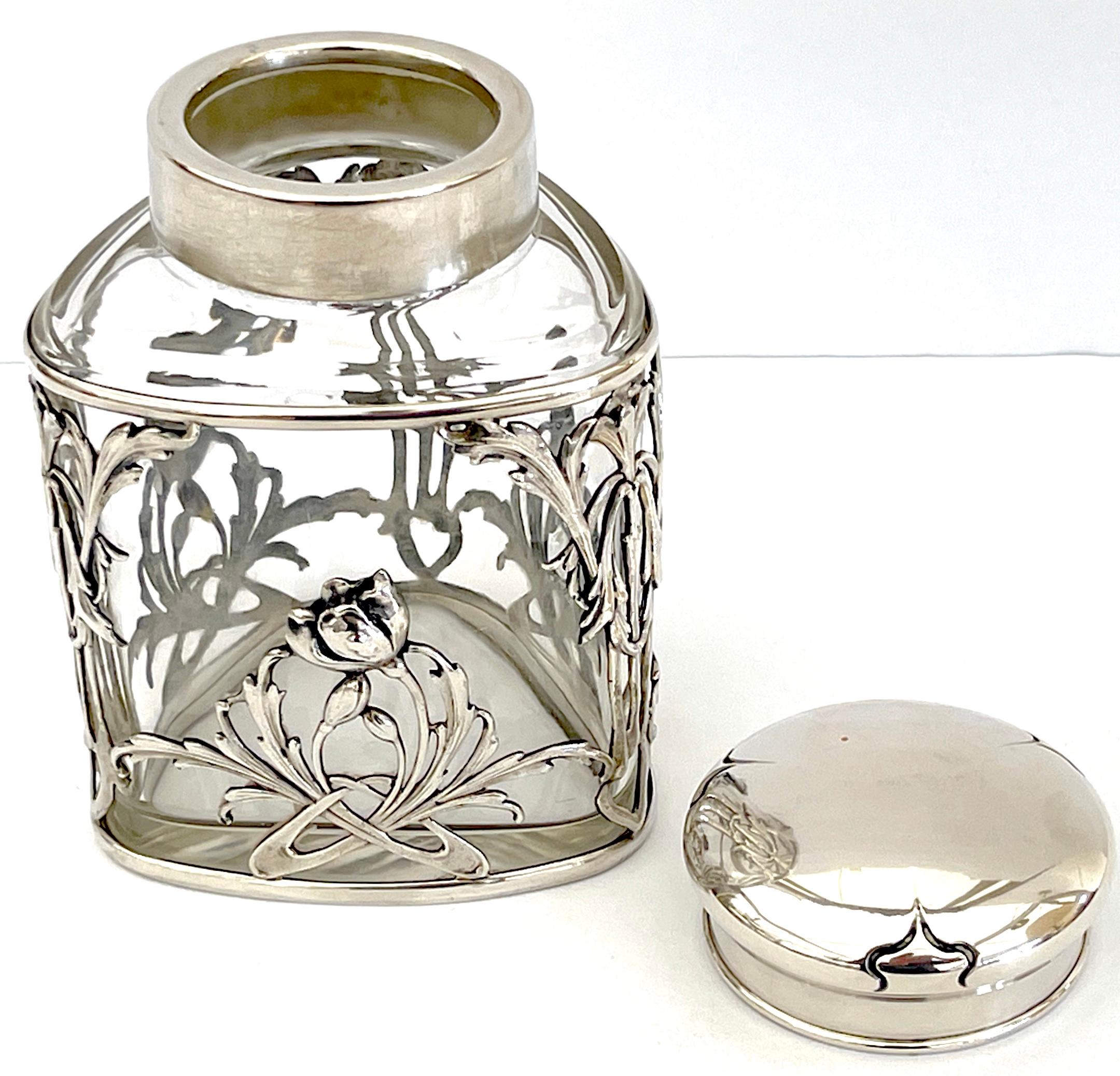 20th Century Exquisite Art Nouveau Sterling Mounted Crystal Triangular Box For Sale