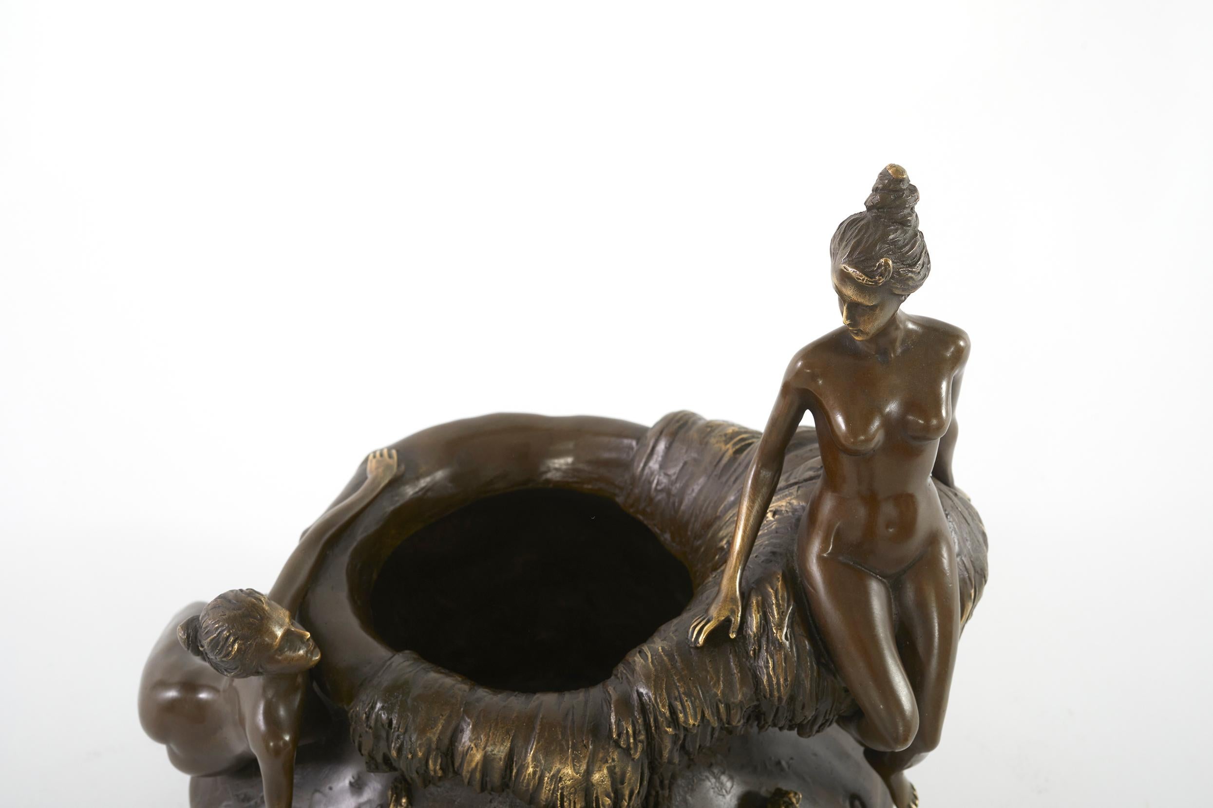 Hand-Crafted Exquisite Art Nouveau Style Bronze Piece / Vase For Sale
