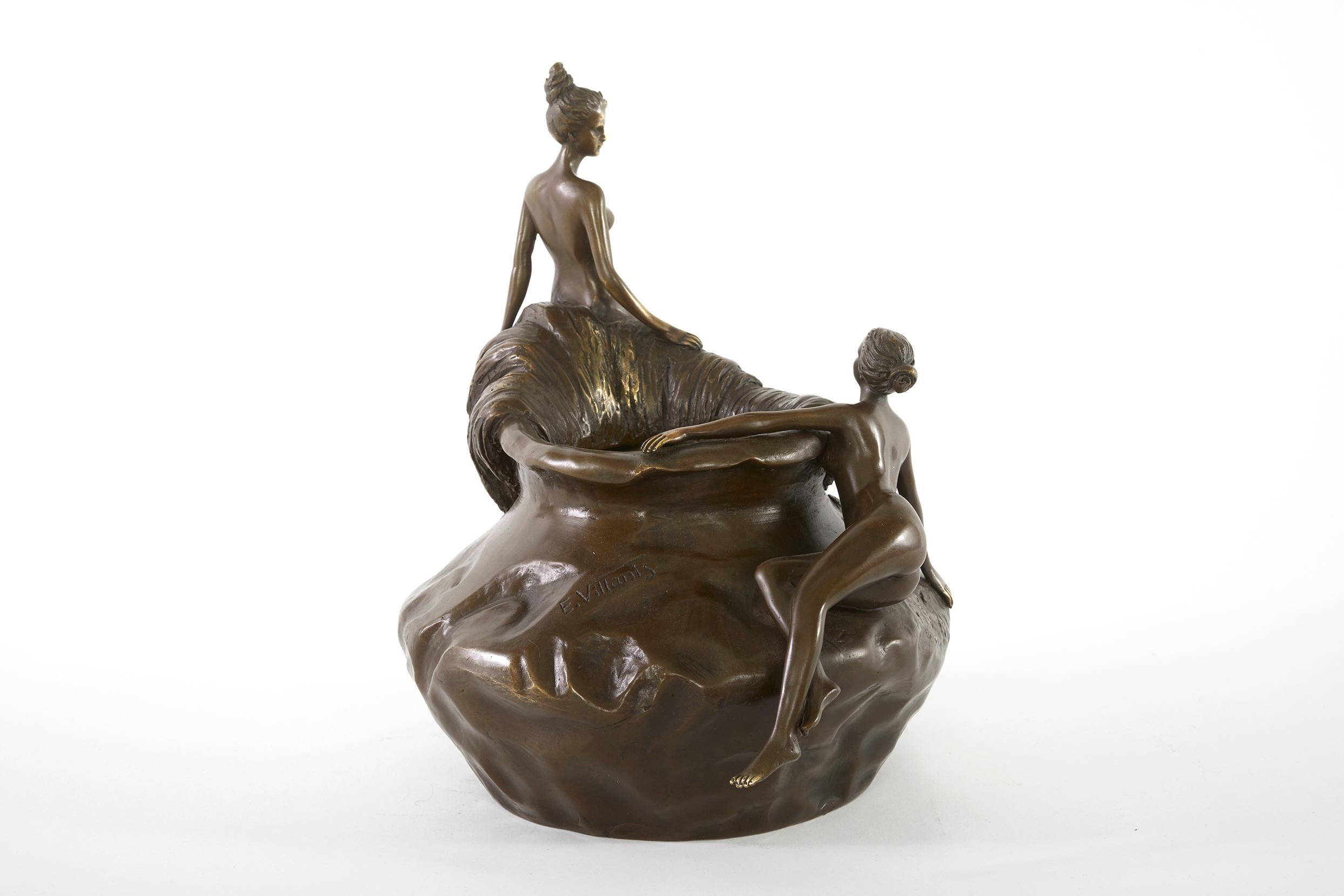 Exquisiter Bronzestück / Vase im Art nouveau-Stil (19. Jahrhundert) im Angebot