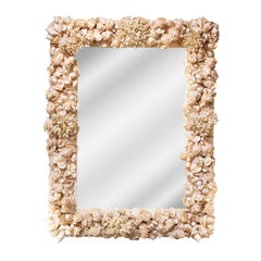 Exquisite Artisan Mirror with Applied Sea Shells and Coral 1970s