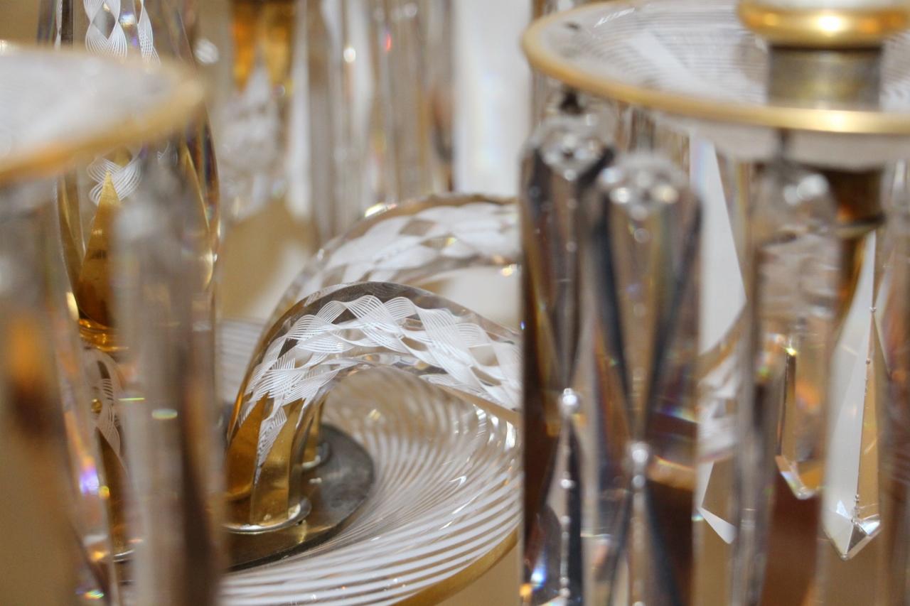 Magnifique candélabre en cristal de Baccarat décoré de Latticini en vente 3