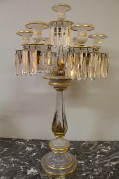 Exquisite Baccarat Crystal Candelabrum Decorated with Latticini