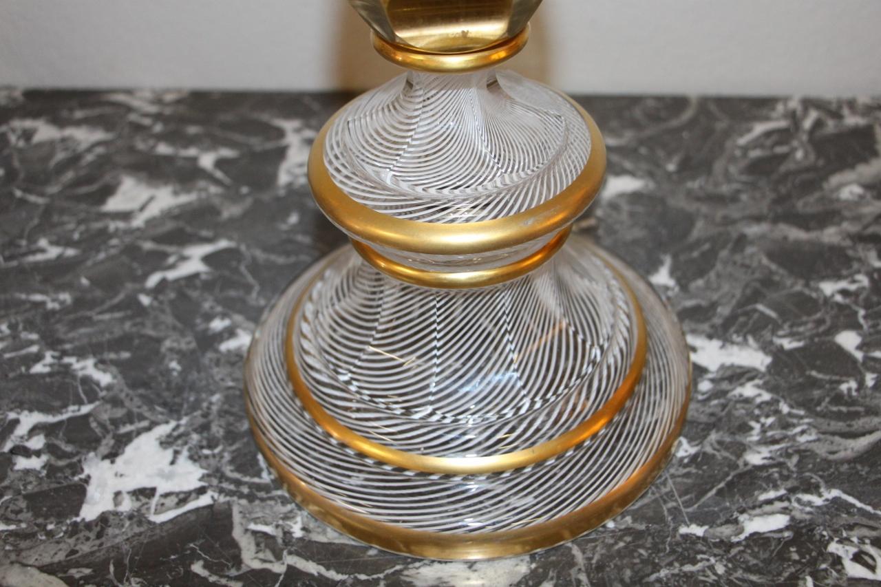 Napoléon III Magnifique candélabre en cristal de Baccarat décoré de Latticini en vente