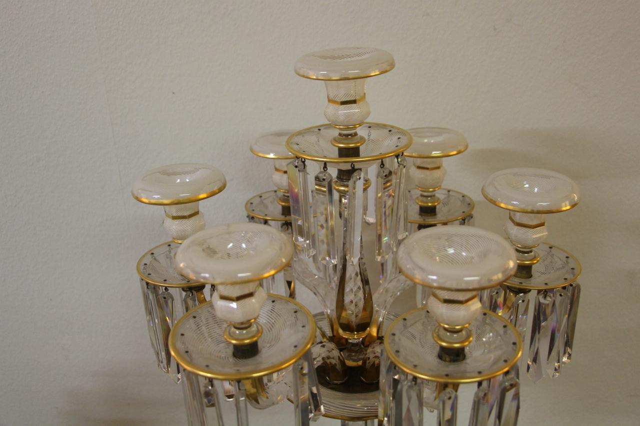 19th Century Exquisite Baccarat Crystal Candelabrum Decorated with Latticini For Sale
