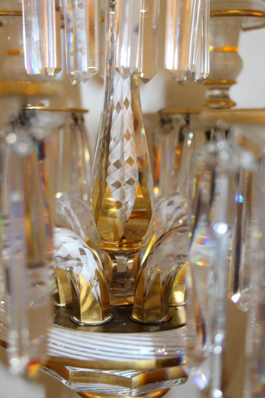 Magnifique candélabre en cristal de Baccarat décoré de Latticini en vente 2