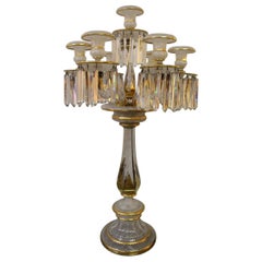 Vintage Exquisite Baccarat Crystal Candelabrum Decorated with Latticini