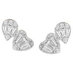 Squisiti orecchini con diamante Baguette in oro bianco 14K (o 18k su richiesta)