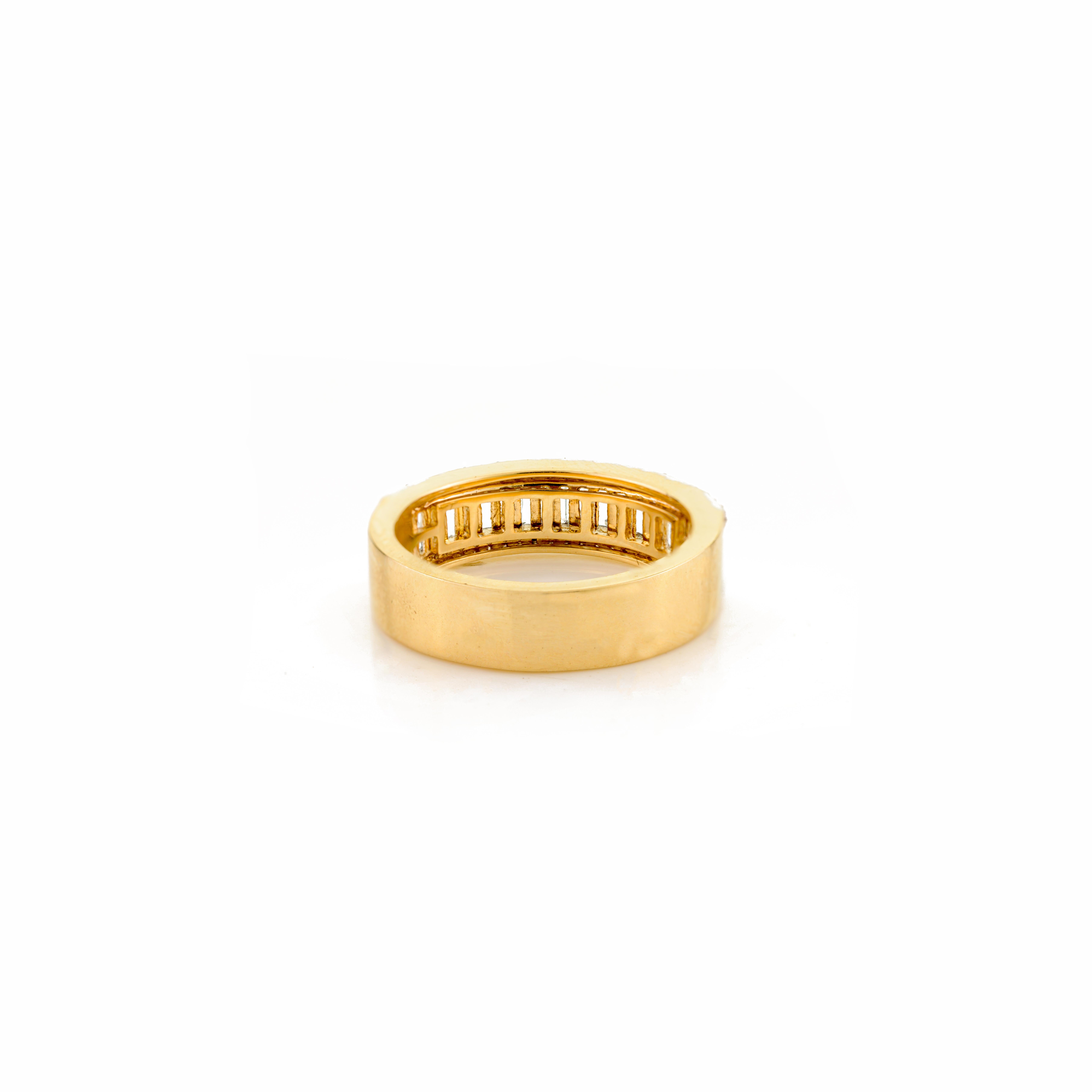 For Sale:  Exquisite Baguette Cut Blue Topaz Diamond Eternity Band Ring in 14k Yellow Gold 9