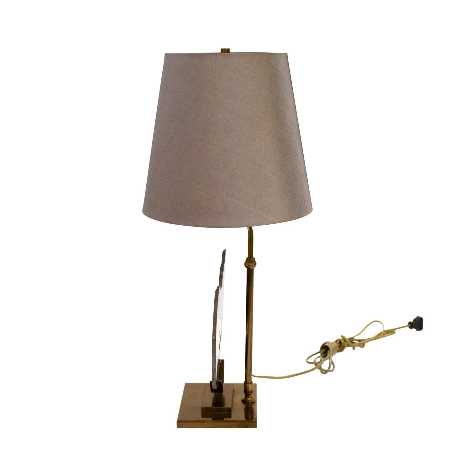 Hand-Crafted Exquisite Belgian Table Lamp with Mounted Agate 1970s For Sale