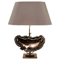 Vintage Exquisite Belgian Table Lamp with Mounted Agate 1970s