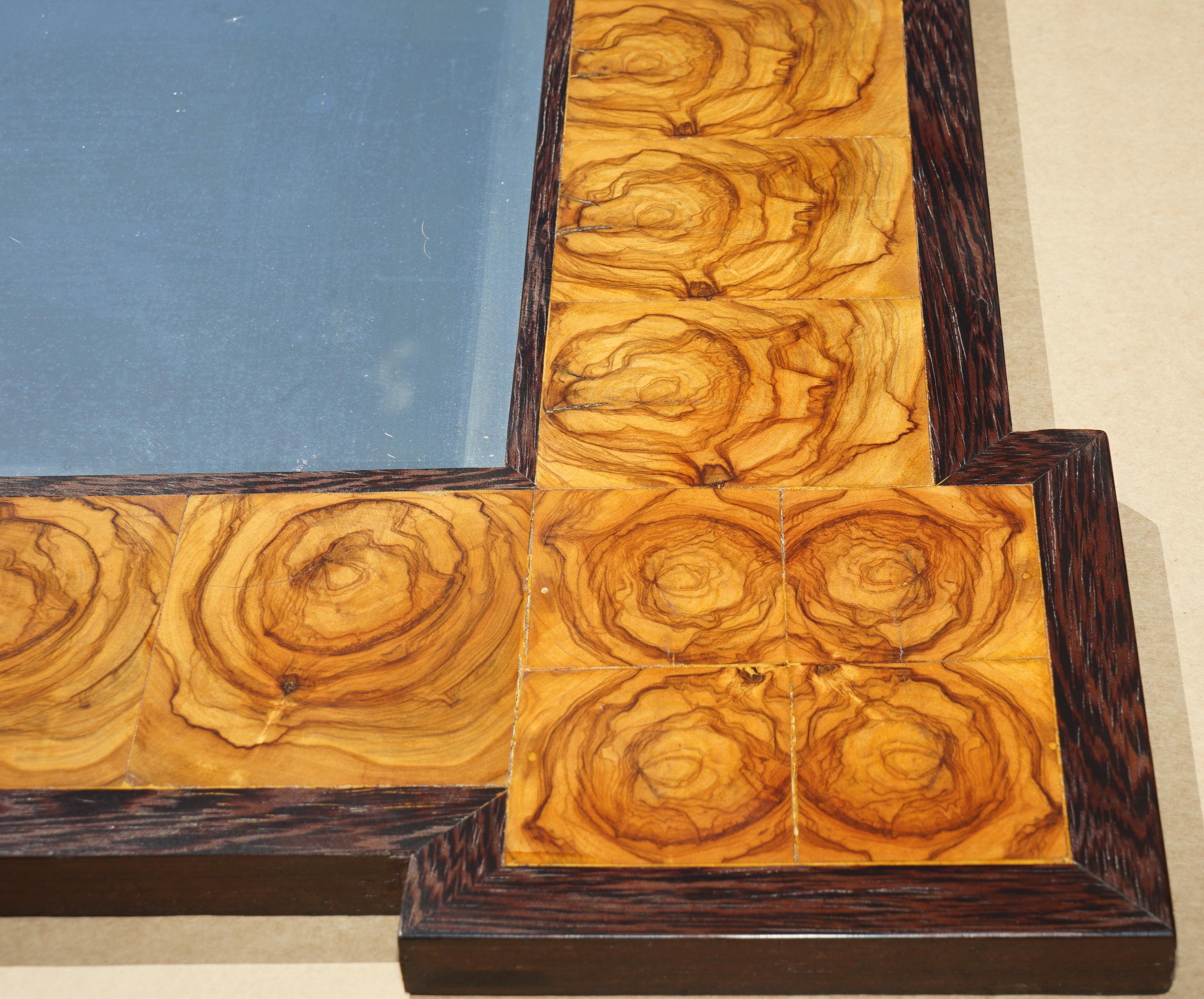 EXQUISITE OYSTER LABURNUM WOOD WALL MiRROR SUBLIME PATINA en vente 2