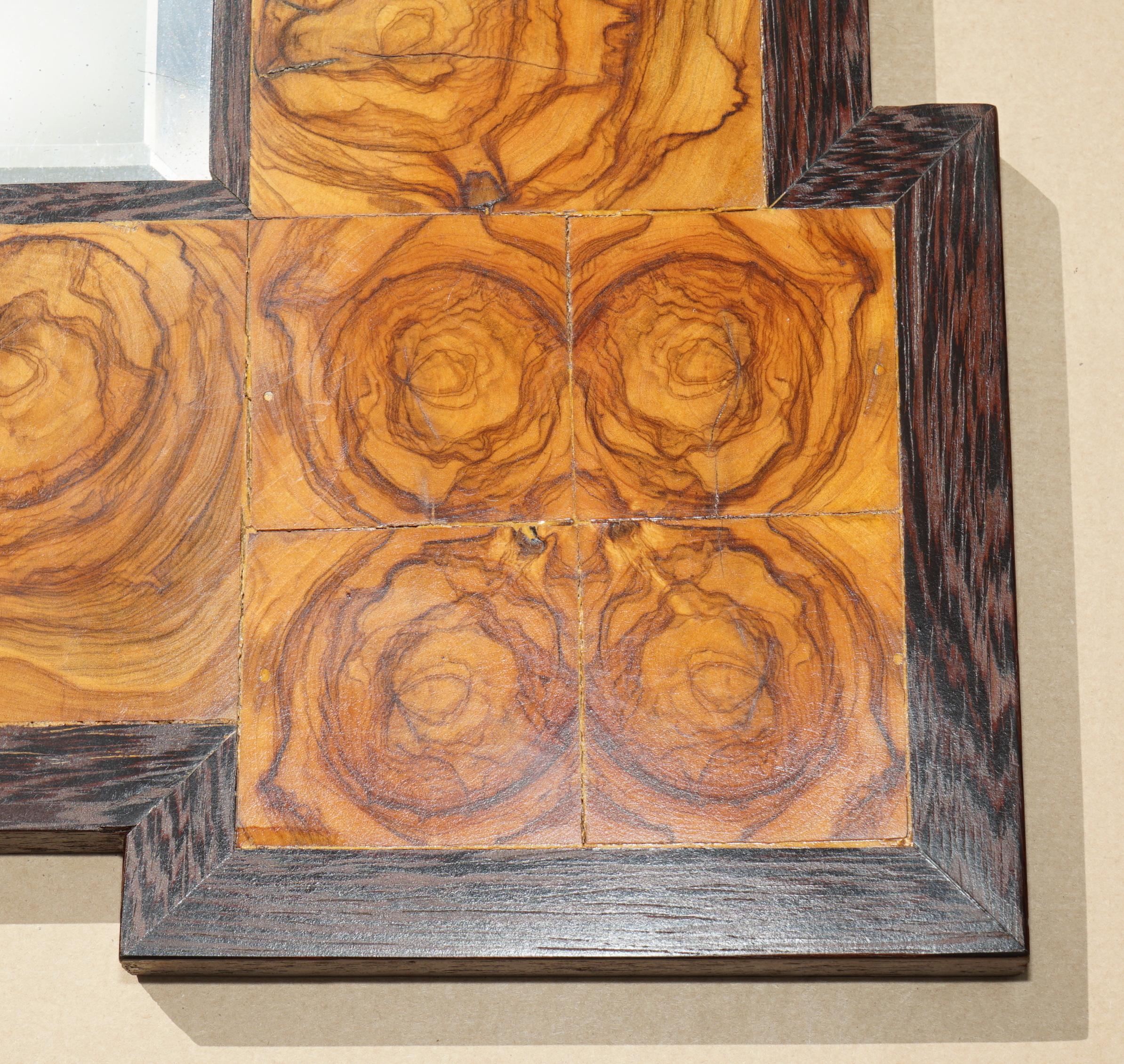 EXQUISITE OYSTER LABURNUM WOOD WALL MiRROR SUBLIME PATINA en vente 3