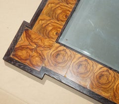 EXQUISITE BEVELLED EDGE OYSTER LABURNUM WOOD WALL MiRROR SUBLIME PATINA