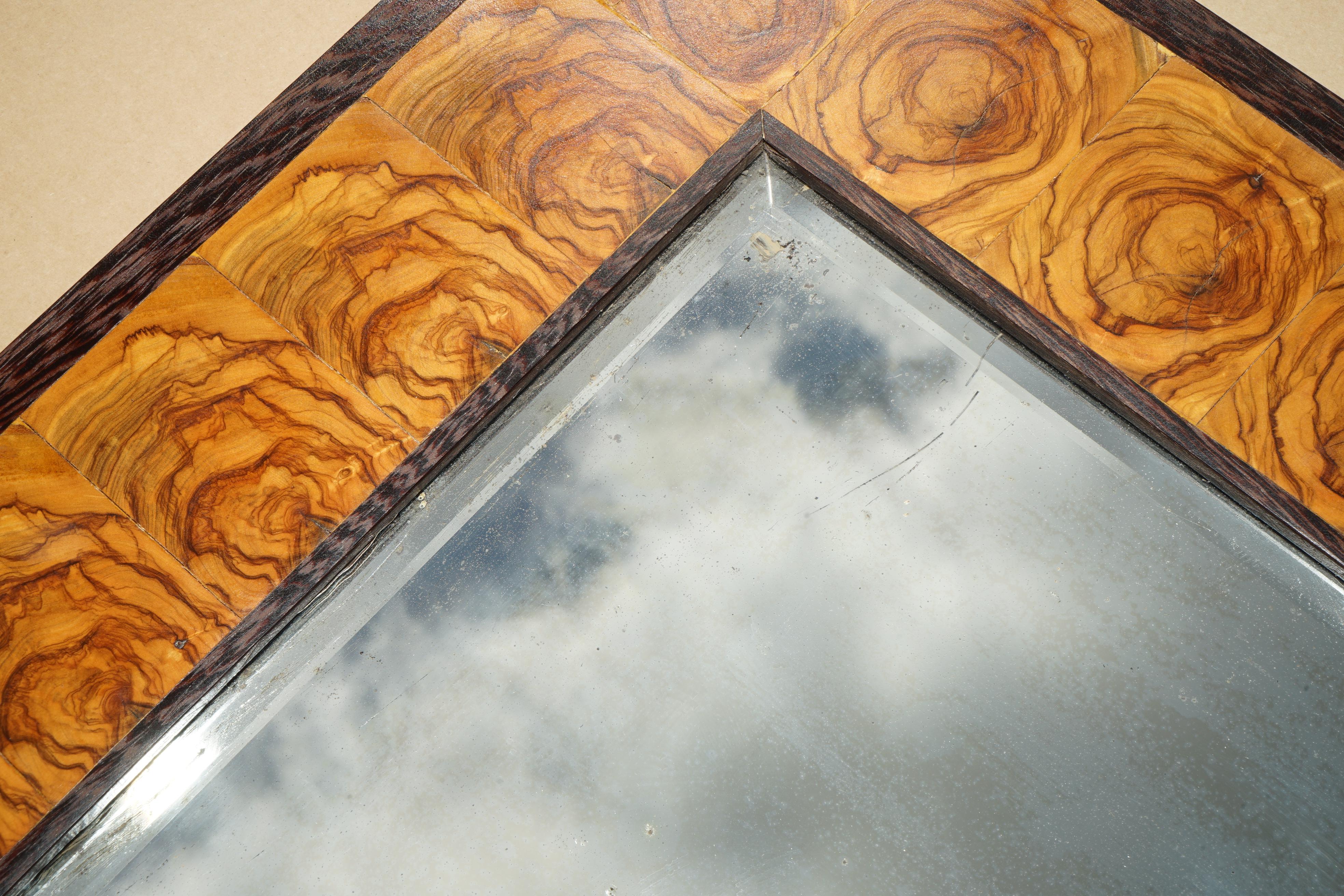EXQUISITE OYSTER LABURNUM WOOD WALL MiRROR SUBLIME PATINA en vente 1