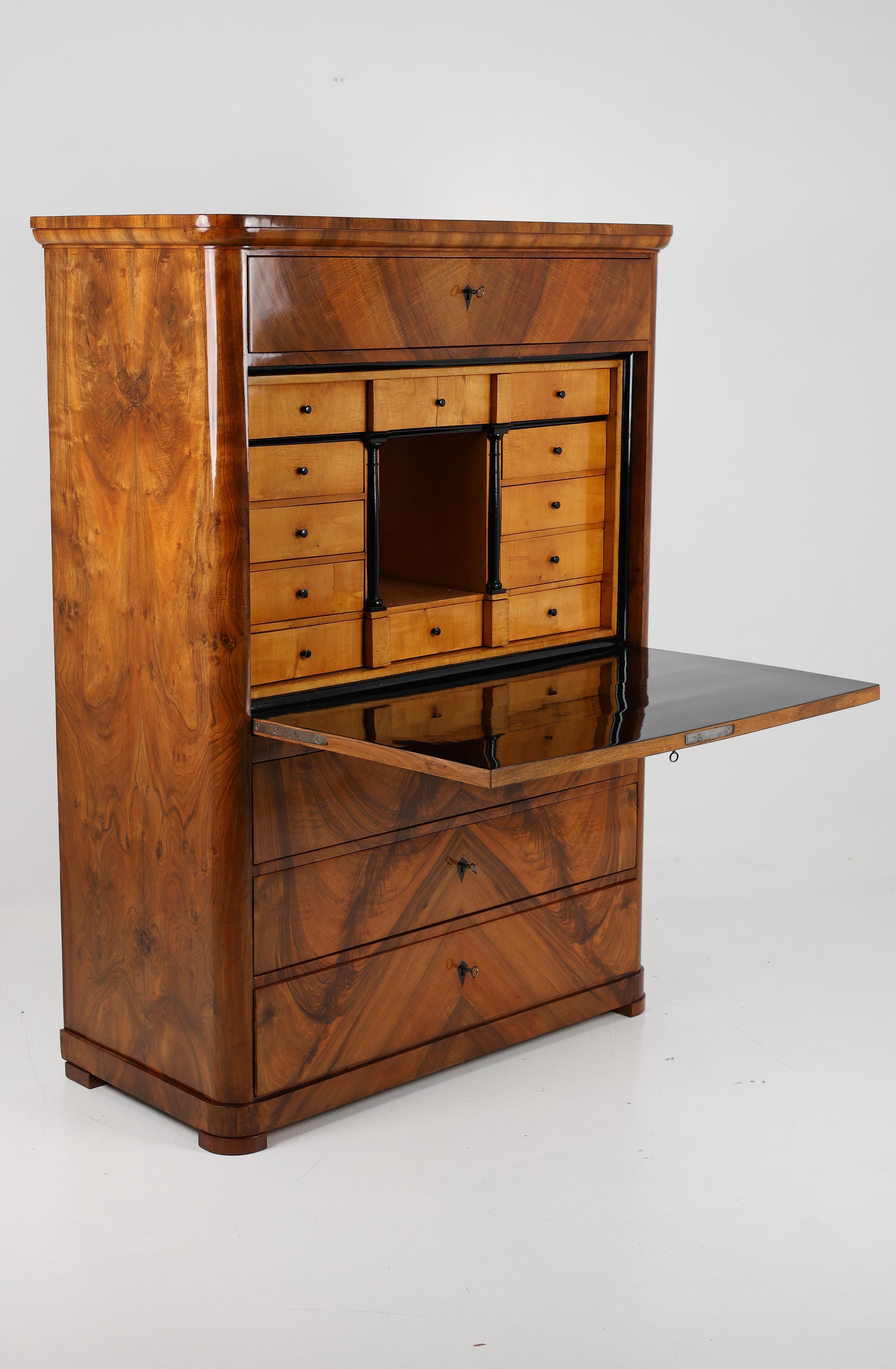 Exquisiter Biedermeier-Sekretär, Deutschland, ca. 1825-1830 im Zustand „Gut“ im Angebot in Stahnsdorf, DE