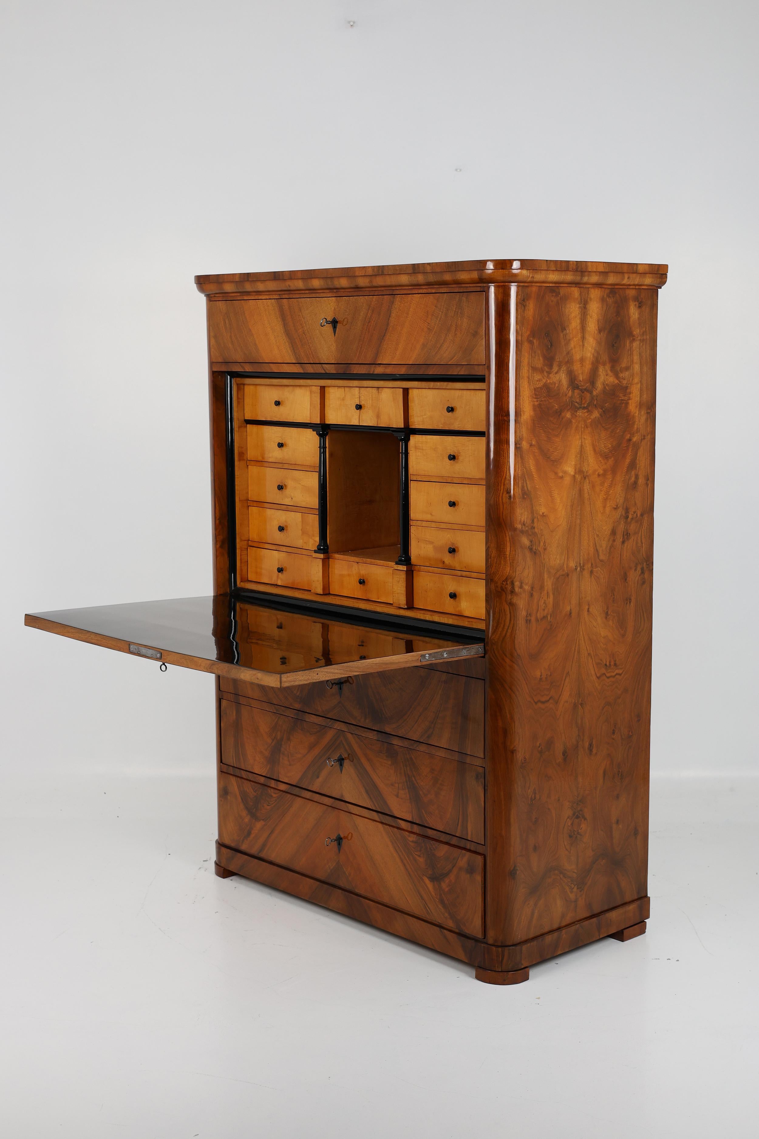Exquisiter Biedermeier-Sekretär, Deutschland, ca. 1825-1830 (Frühes 19. Jahrhundert) im Angebot