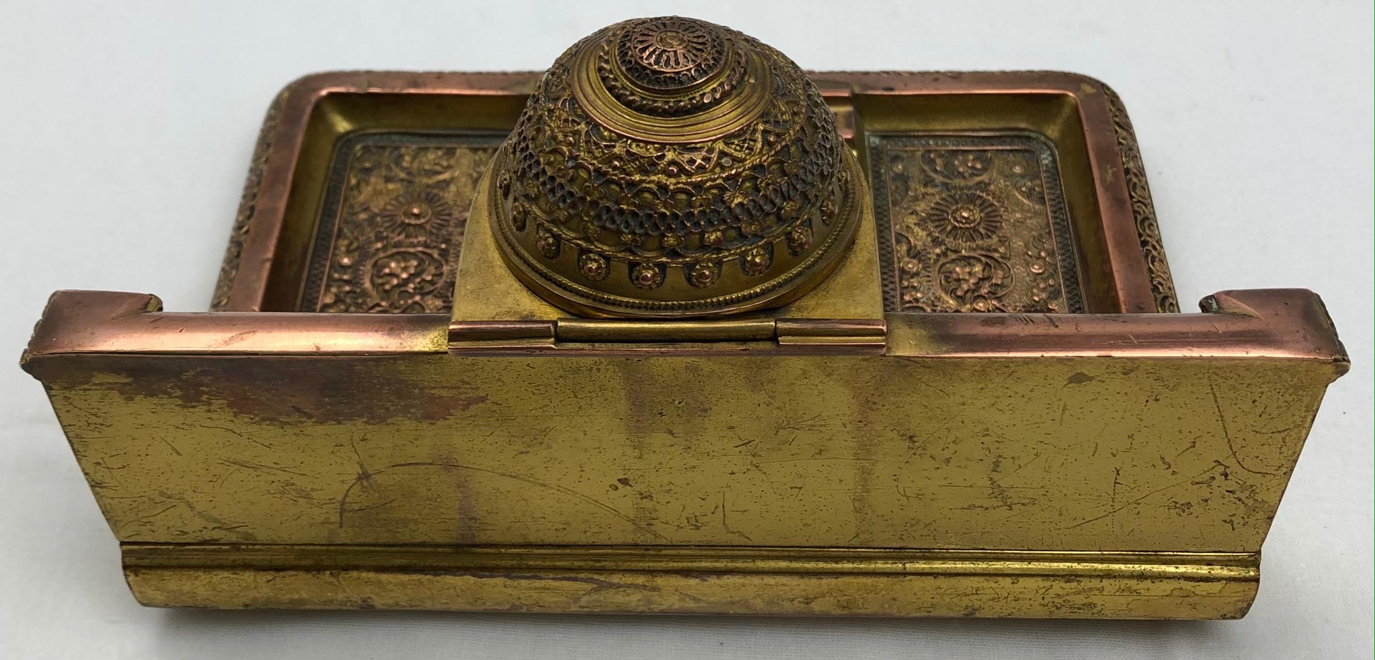 French Empire Napoleon III Bizantine Bronze Ormolu Inkwell or Inkstand For Sale 5