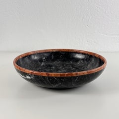 Exquisite Black Belgian Marble Bowl with Verona Pink Marble Rim, Italy, 1970s