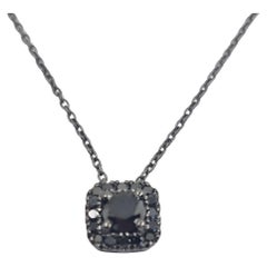 Exquisite Black Diamond Necklace 0.85 Carat in 18K Black Gold Round Cut