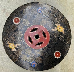 Exquisite Black & Gold Vintage Ceramic Chinese Garden Stool  Hand-Painted
