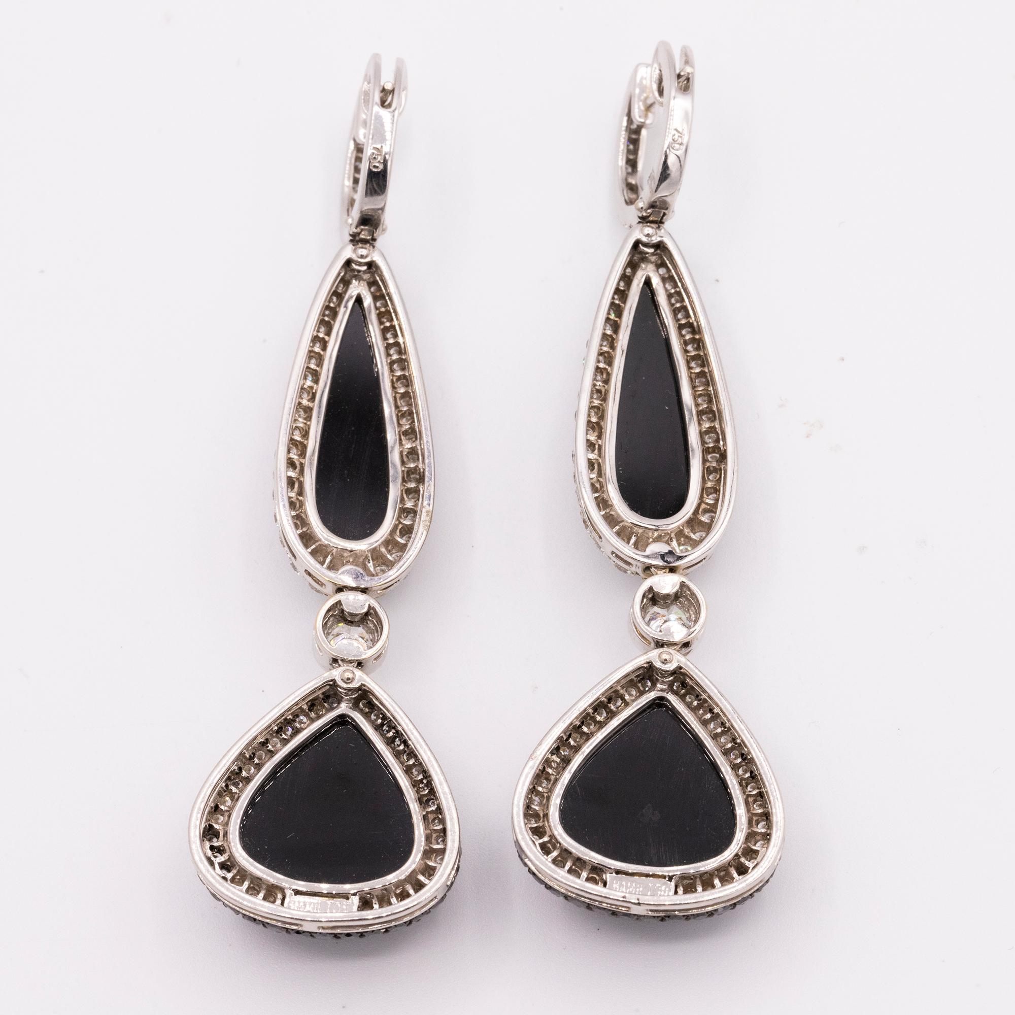 Contemporary Exquisite Black Spinel and Diamond Gold Drop Earrings-Retail $13, 995