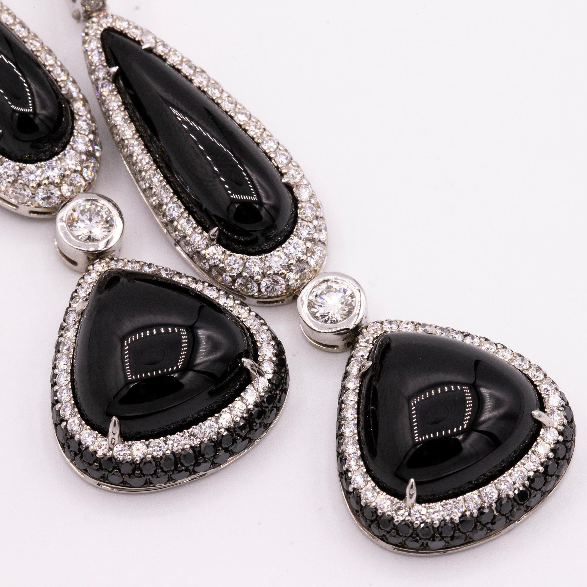 Exquisite Black Spinel and Diamond Gold Drop Earrings-Retail $13, 995 In New Condition In Princeton, NJ