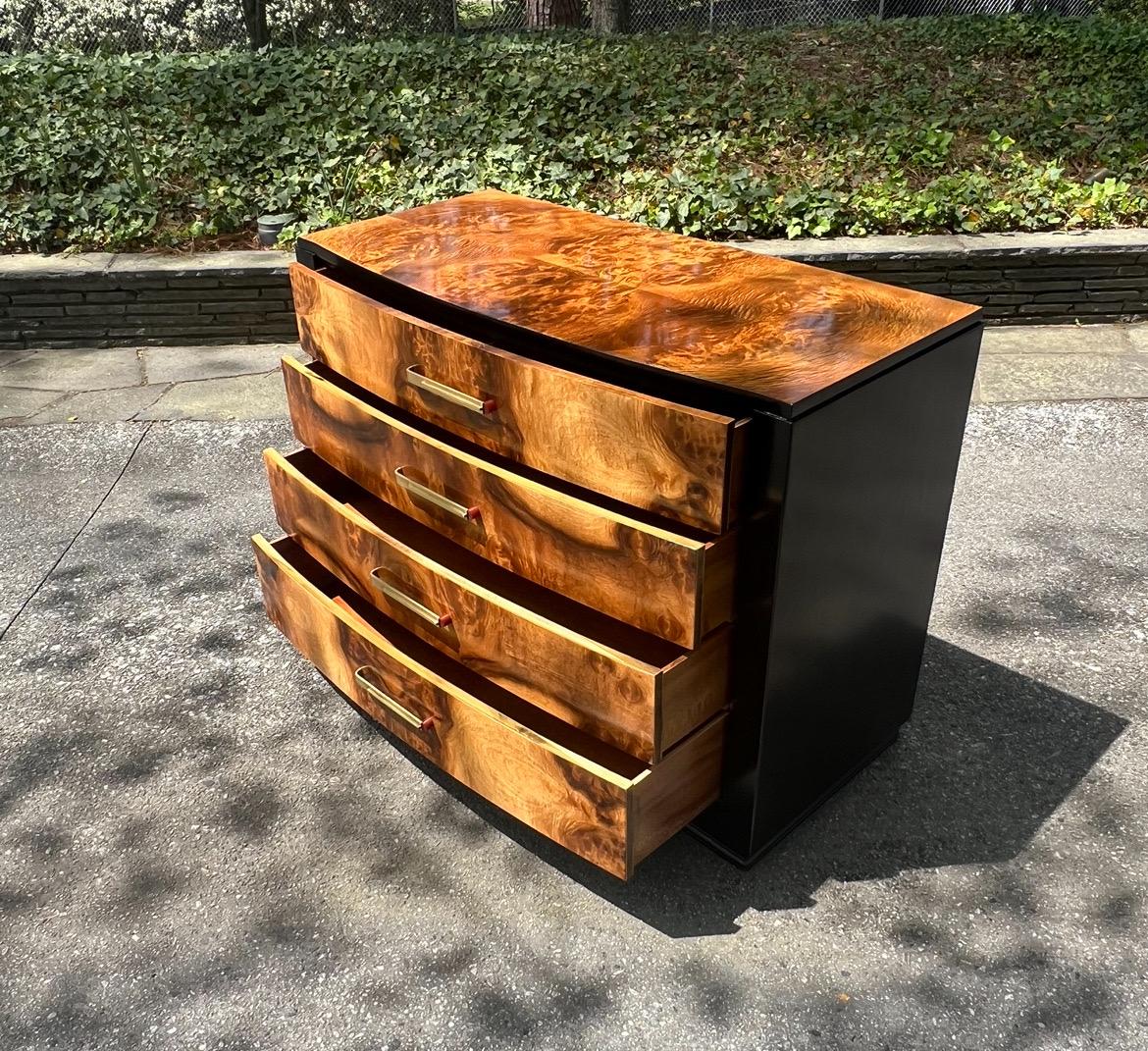 Exquisite Black Walnut Art Deco Commode by Donald Deskey for Widdicomb, c 1935 In Excellent Condition For Sale In Atlanta, GA
