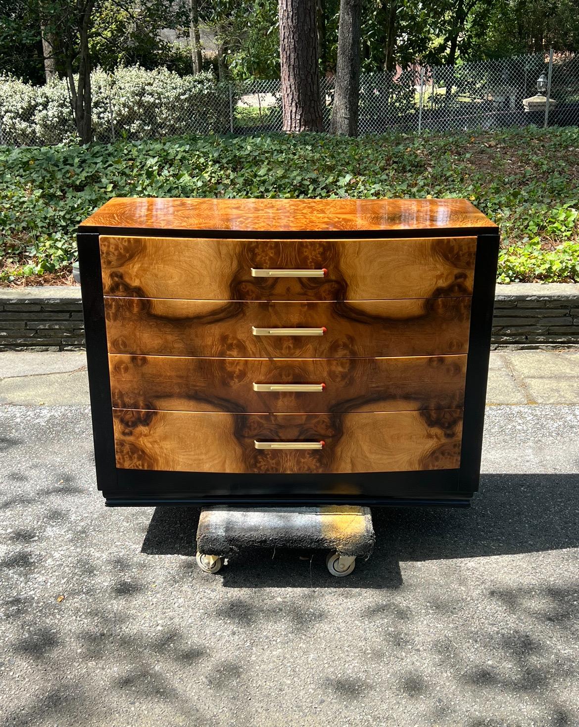 Mid-20th Century Exquisite Black Walnut Art Deco Commode by Donald Deskey for Widdicomb, c 1935 For Sale