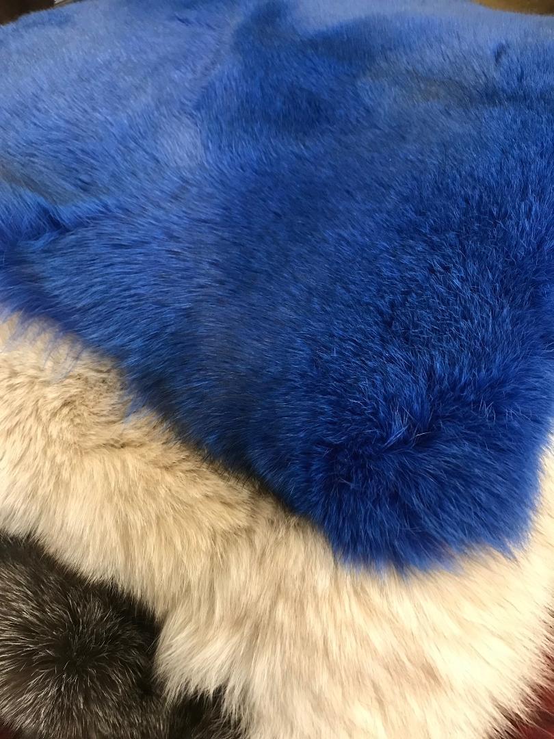 American  Exquisite Blue Fox Pillow with Italian Cashmere  For Sale