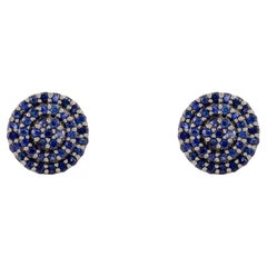 Exquisite blaue Saphir-Ohrstecker in Pavé-Fassung aus 14K Weißgold Perfektes Geschenk für Frau