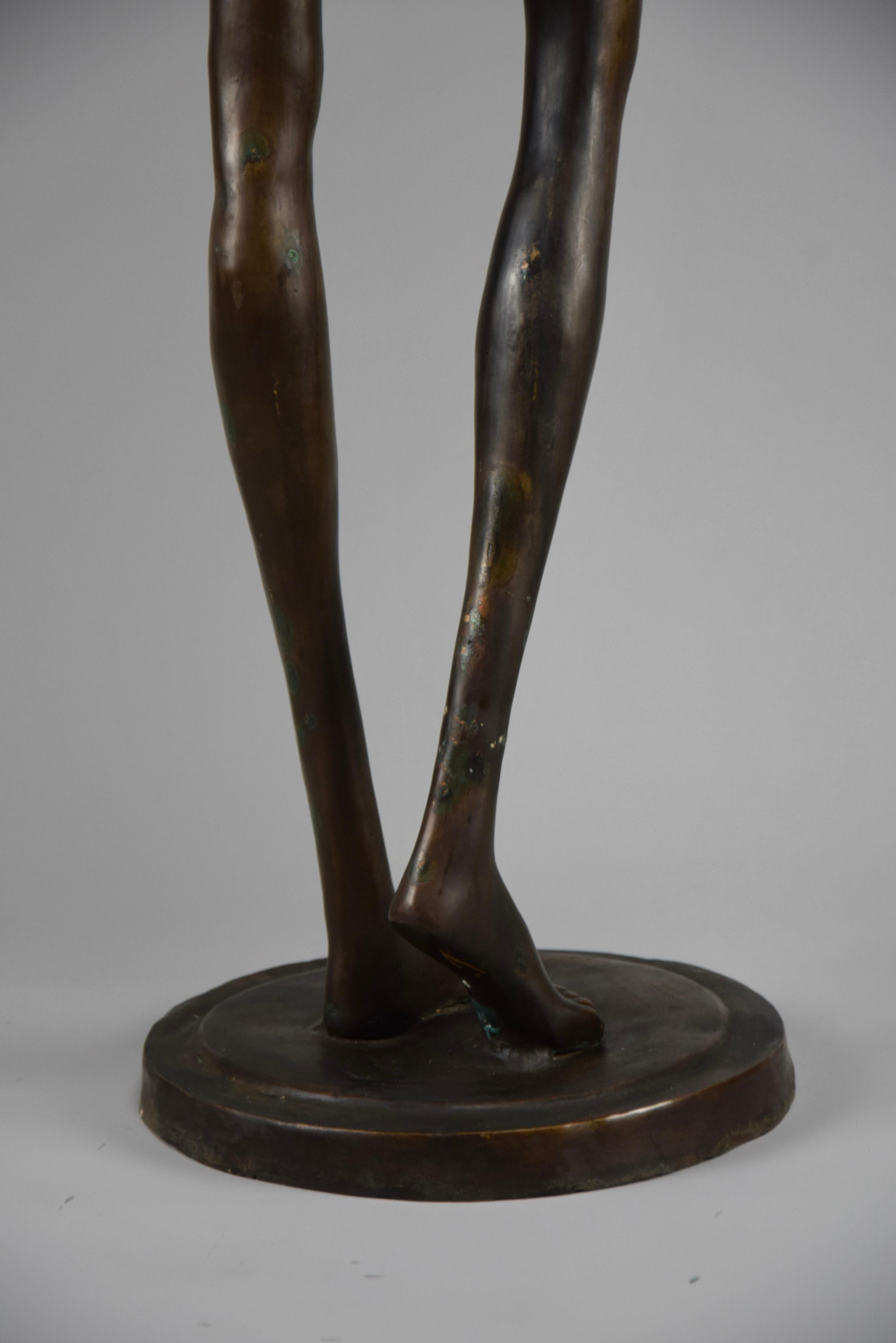 Exquisite Brass and Copper Mid Century Modern African Female Sculpture For Sale 8