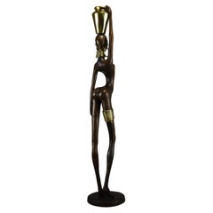 Exquisite Brass and Copper Mid Century Modern African Female Sculpture